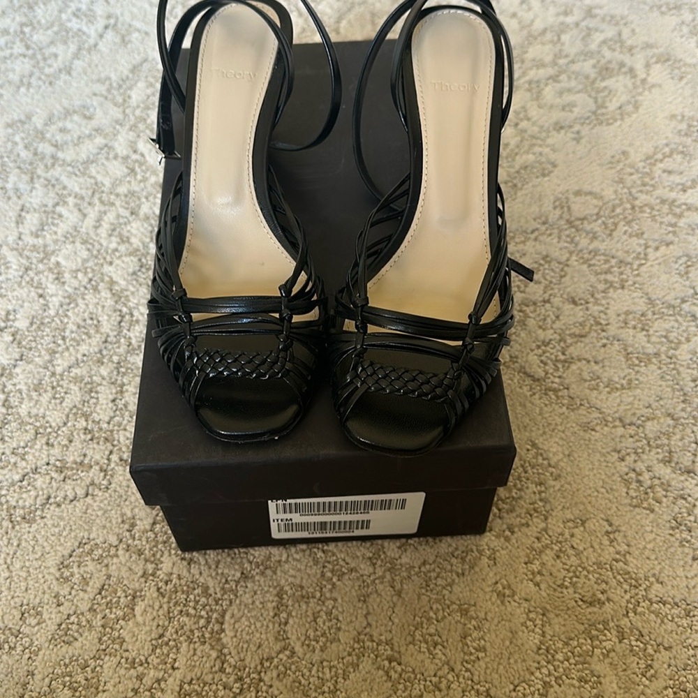 THEORY STRAPPY BLACK HEEL